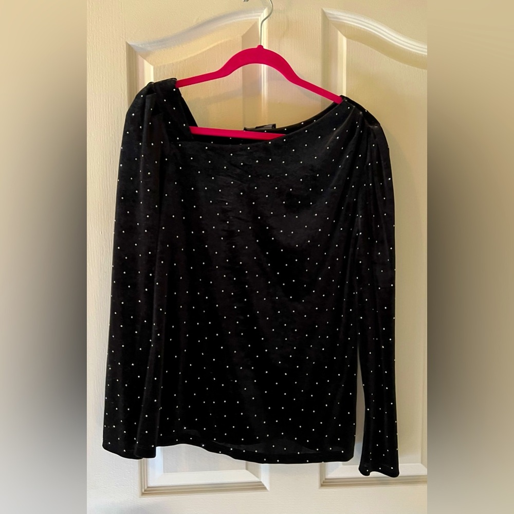 💙 4 for $40 💙 INC Black Velvet Gold Dot/Stud Women's Top